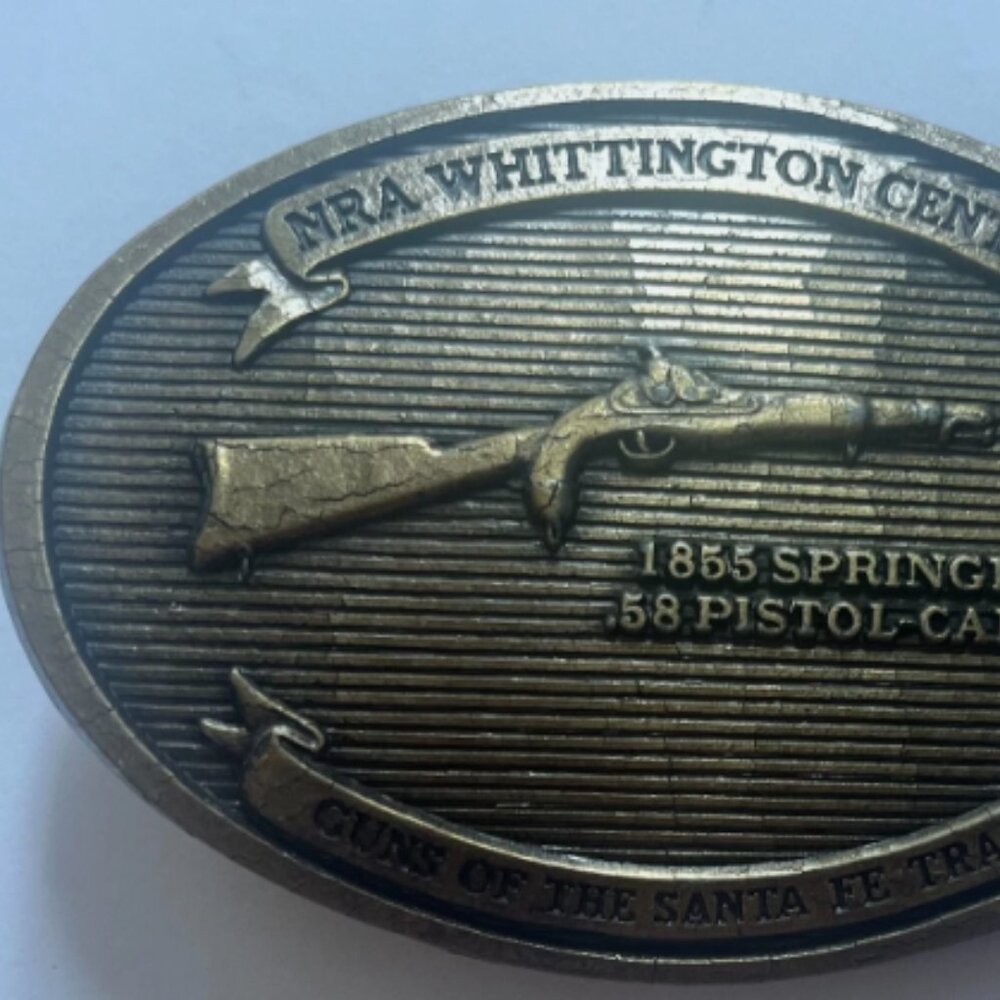 NRA Guns of Santa Fe Trail 1855 Colt 58 Carbine Whittington Center Belt Buckle